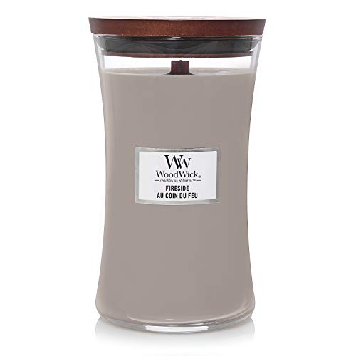 Entdecke die magische WoodWick Duftkerze im Sanduhrglas - Fireside, 130 Stunden Brenndauer!