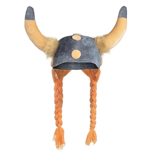 Origineller Gallierhelm mit weichen Zöpfen für Karneval und Mottopartys