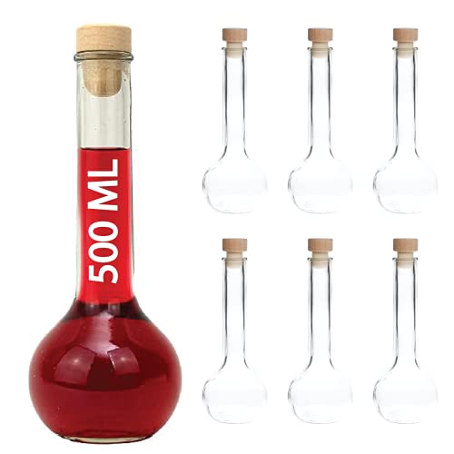 Set aus 6 hochwertigen 500 ml Glasflaschen für Saft, Öl, Likör und Schnaps