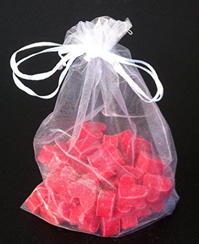 50 Stück Florex Schafmilchseife im Organzasäckchen - Perfektes Gastgeschenk in Herzform