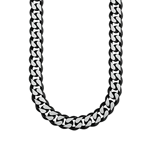 S.Oliver Herren Panzerkette: Edelstahl Halskette in mattem Schwarz, 50 cm