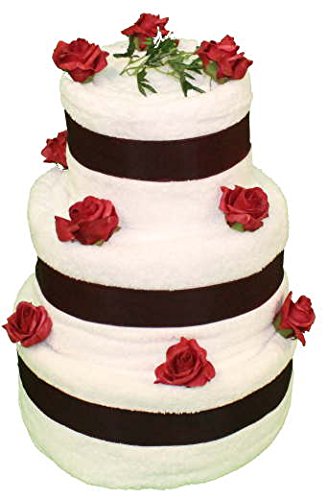 S.B.J - Sportland 3-stöckige Handtuchtorte in Weiß - Perfektes Hochzeitsgeschenk!