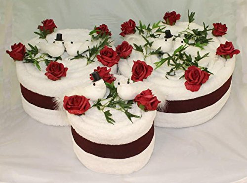 Originelle Handtuchtorte in Weiß für Hochzeit - Perfektes Geschenk, Größe L