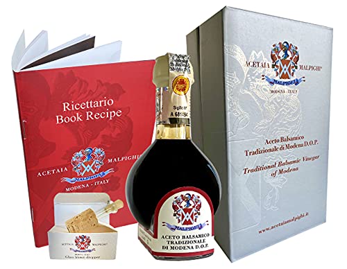Edler 12-jähriger Balsamico aus Modena + Dosierer & Rezeptbuch - Acetaia Malpighi