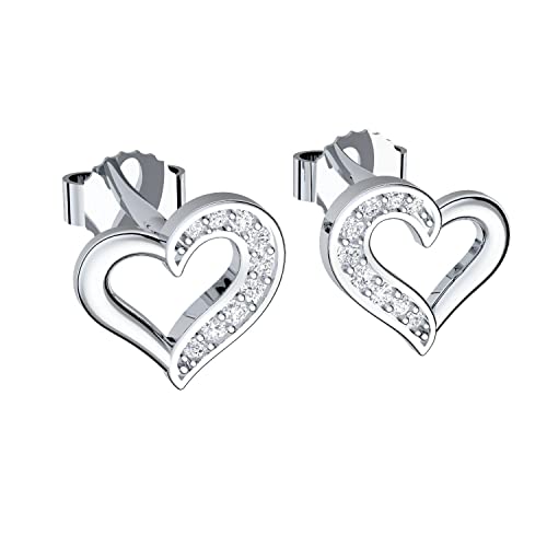 Zarte Herz-Ohrringe aus 925er Silber mit Zirkonia - Perfektes Geschenk für die Freundin