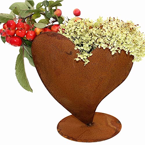 Wetterfeste Herzform in Rostoptik - Ideale Gartendeko Geschenkidee für Gartenliebhaber - 32 cm