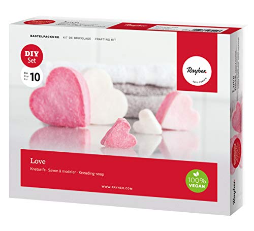 Knetseife Love: Bastelset zur Herstellung von veganer Seife in Herzform, 250g