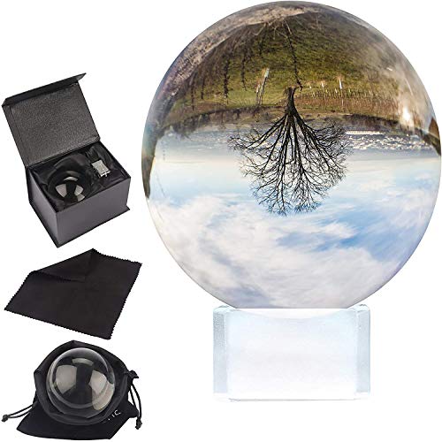 Kristallkugel Set - 80mm Glaskugel mit Ständer, Tasche, Tuch & Geschenkbox