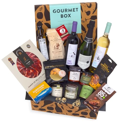 Exklusiver Geschenkkorb mit spanischen Delikatessen, Wein und Cava - Perfekt für Feinschmecker!