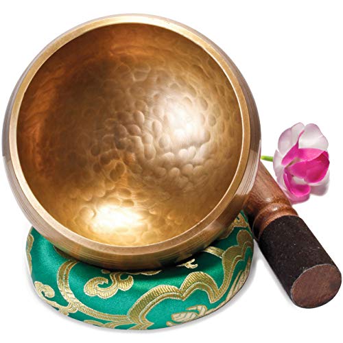 Authentische Tibetische Klangschale - 13cm, Set mit eBook, Klöppel und Geschenkbox