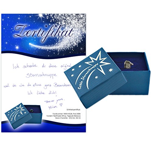 Personalisierte Sternschnuppe in Geschenkbox - Echtheitszertifikat & Taufzertifikat inklusive - Blau