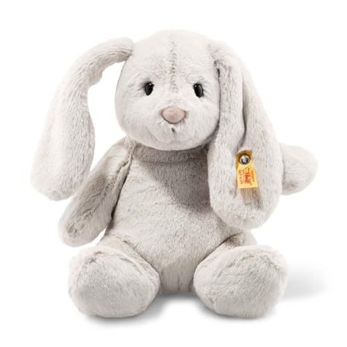Kuscheliges Steiff Hoppie Hase Plüschtier 28 cm hellgrau, waschmaschinenfest. Ideal als Geschenk!