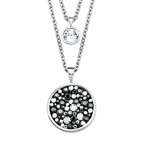 Elegante s.Oliver Damen-Halskette mit Swarovski-Kristallen und Edelstahl-Anhänger, in Silber