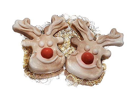 Zauberhafte Weihnachtsseife mit Rudolph, dem Rentier mit roter Nase - 2er Pack