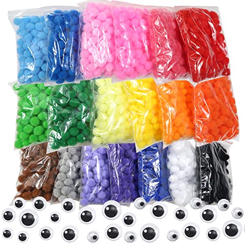 Entdecke die Kreativität: 2000 bunte Pompons & 100 Wackelaugen für DIY Handwerk