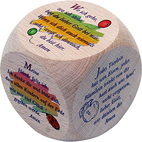 Holz-Gebetswürfel für Kinder und Erwachsene - Taufe, Kommunion, Geschenkidee - 5987