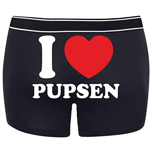 Originelle Männer Boxershorts: I Love Pupsen Spruch in verschiedenen Größen