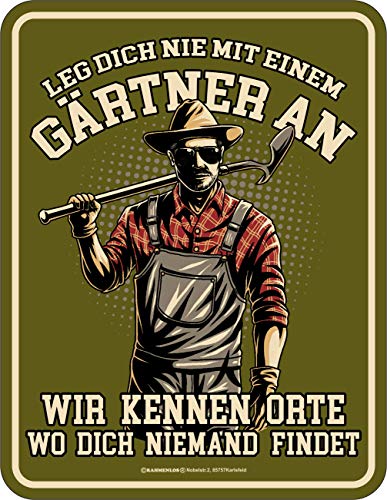Originelles Geschenk: Lustiges Blechschild für Gärtner - Finde geheime Orte!