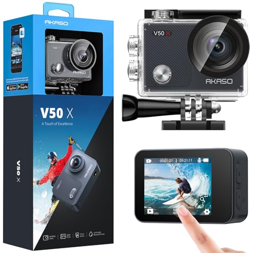 Entdecke die AKASO V50X Action Cam: 4K30FPS, 20MP, WiFi, Unterwasserkamera 40M