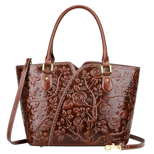 Entdecke stilvolle PIJUSHI Damen-Handtasche mit floralem Design, Braun, perfektes Geschenk!