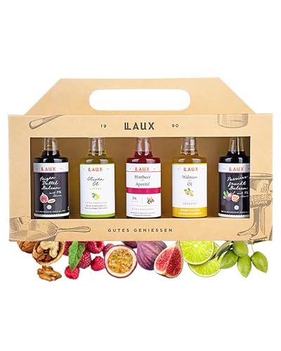 Edle Essig-Öl Geschenkbox mit Olivenöl, Walnussöl & Balsam für Feinschmecker