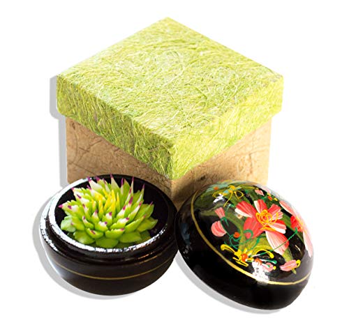 Handgemachte Seifenblume in edler Mangoholzbox, perfekt als Geschenkidee, 8cm