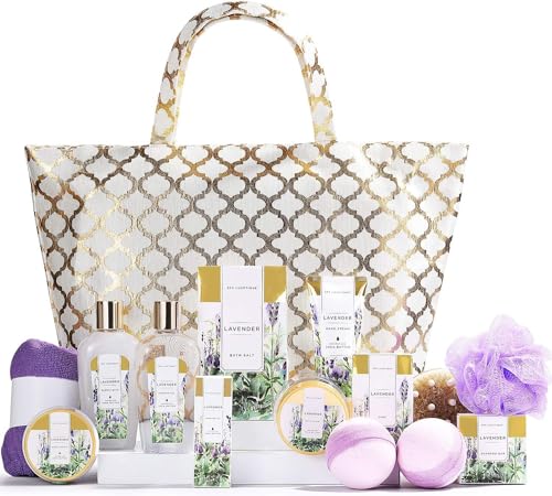 Verwöhnendes 15-teiliges Bade-Geschenkset mit Lavendelduft für Frauen - Ideal als Geburtstags- oder Muttertagsgeschenk
