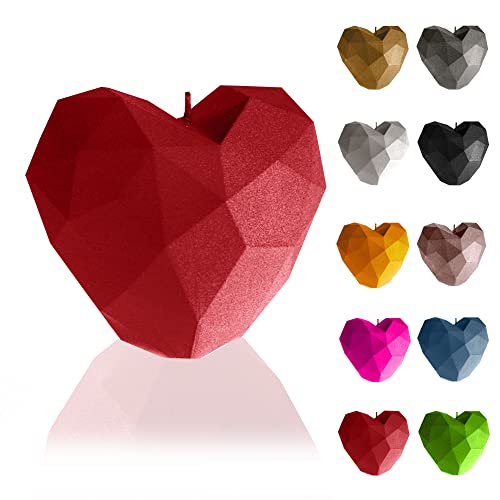 Handgefertigte rote Low Poly Herzkerze aus der EU | Perfektes Geschenk | 8 cm