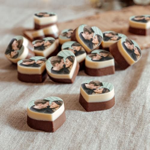 Personalisierte Herzform Pralinen mit Foto in edler Geschenkbox - Perfektes Hochzeitsgeschenk!