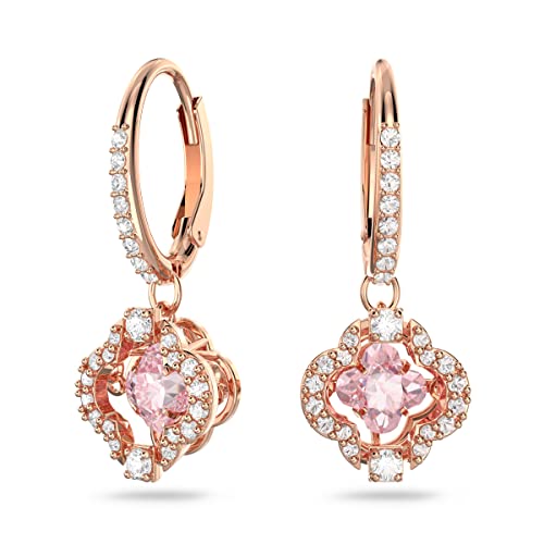 Entzückende Swarovski Una Ohrringe: Glücksklee in Rosa mit Roségold-Legierungsschicht