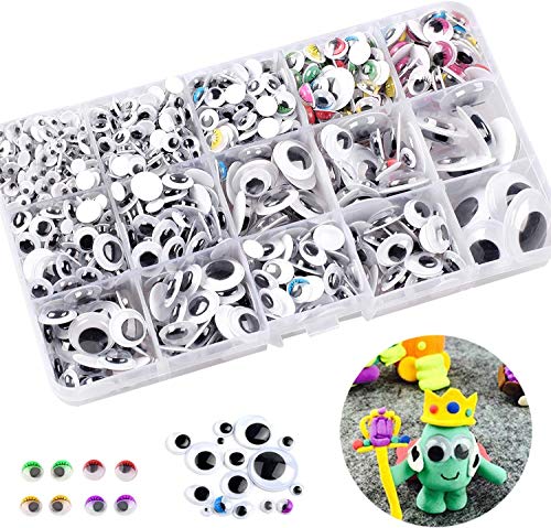 1200 Stück Wackelaugen für DIY Scrapbooking und Handwerk, selbstklebend und kunststoff