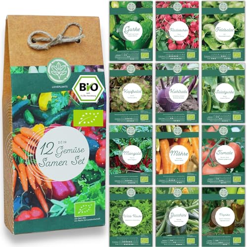 Hochwertiges Bio Gemüse Samen Set - 12 Sorten für Garten und Küche