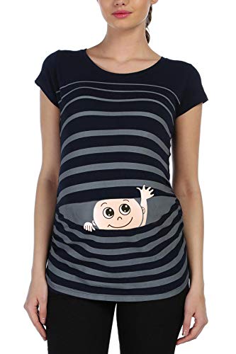 Lustiges gestreiftes Umstandsshirt für Schwangere - süßes Motiv, ideal als Geschenk!