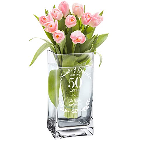 Personalisierte Blumenvase zur Goldenen Hochzeit - Einzigartiges Geschenk zum 50. Hochzeitstag!