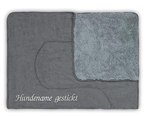 Personalisierte Hundedecke mit Namen Bestickt in 4 Farben – Weiche Wendedecke für Haustiere