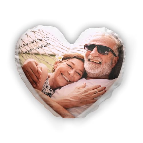 Personalisiertes Herz-Kissen mit Foto & Text - Geschenkidee für Jahrestag