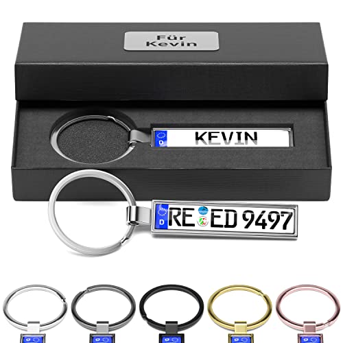 Personalisierter Kennzeichen-Schlüsselanhänger mit Gravur in Geschenkbox - Perfekt für Autofans!