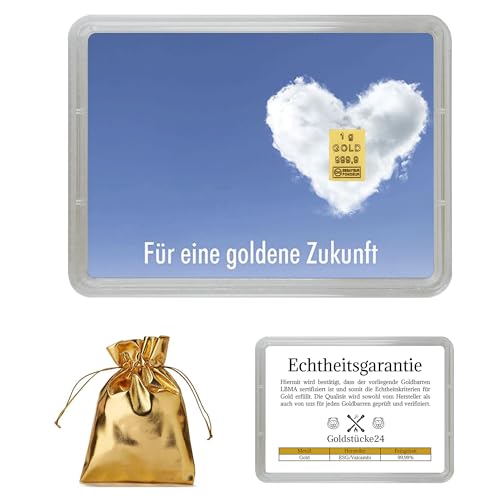 Edles Geschenk: 1g Goldbarren in Motivbox "Goldene Zukunft" von ESG Valcambi