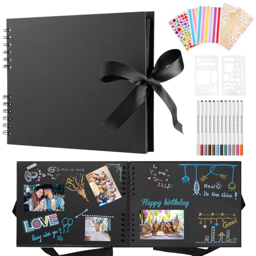 Großes DIY Fotoalbum mit 80 schwarzen Seiten für besondere Momente