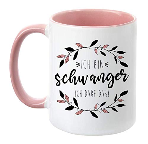 Tasse für werdende Mama: "Ich darf das" - Geschenk zur Schwangerschaft - Kaffeetasse - Rosa