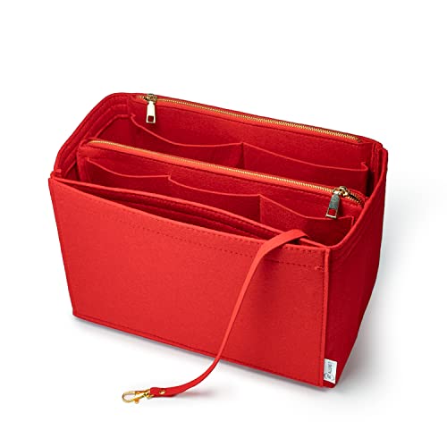 Stilvoller Handtaschenorganizer aus Filz mit Schlüsselkette in Rot für Damen