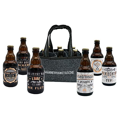 Perfektes Männergeschenk: Jack's Anglerhandtasche mit 6 Bierflaschen & witzigen Sprüchen