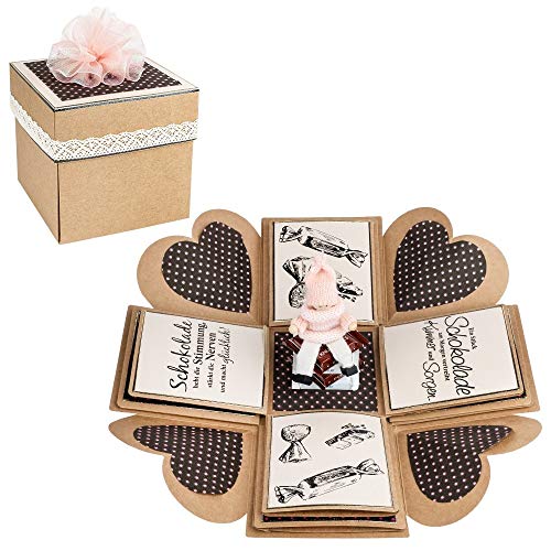 Kreative Herz-Kraftpapier-Überraschungsbox für Hochzeiten | 25-teilig | 12,5 cm | 300 g/m²