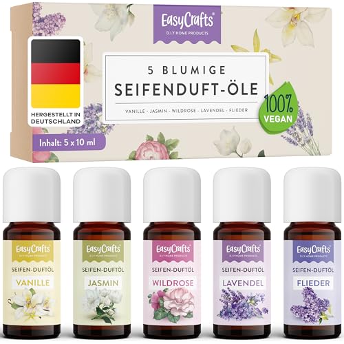 Verwöhnen Sie sich mit EasyCrafts® Seifenduftöl Set - 5x10ml blumige Düfte, für DIY-Seifenherstellung