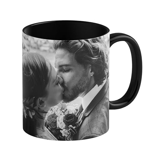 Personalisierte Tasse mit Foto & Text, individuell gestalten – 325ml, Keramik, verschiedene Farben – Ideales Geschenk für Männer, Frauen, Jahrestag, Muttertag