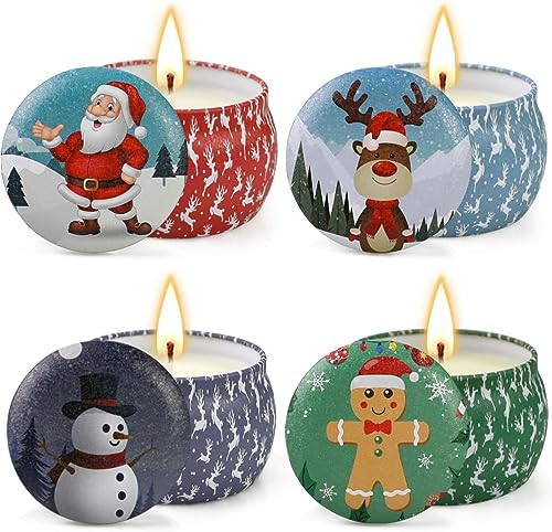 Natürliche Sojawachs-Duftkerzen im Geschenkset für Weihnachten, süße Deko-Kerzen, Aromatherapie