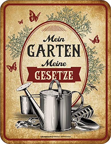 Einzigartiges Blechschild für Gärtner: Mein Garten, Meine Gesetze