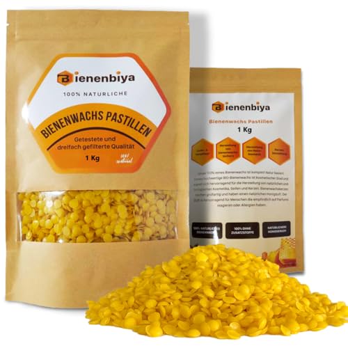 Pure Bienenbiya® Bienenwachs Pastillen - 1000g für natürliche Pflegeprodukte und Kerzen