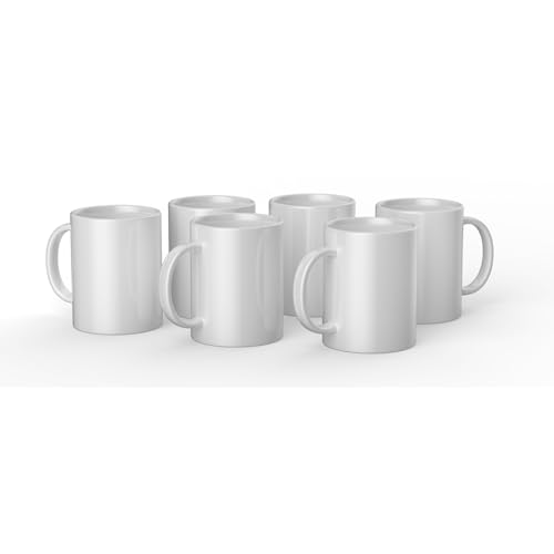 Hochwertige Cricut Blank Mugs - Set mit 6 Weiß Tassen für Sublimationsdruck