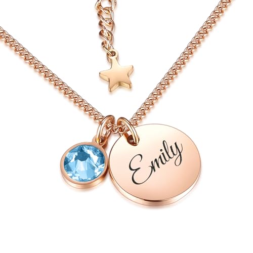 Personalisierte Namenskette mit Gravur und Kristall - Perfektes Geschenk!